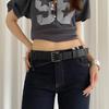 Versatile Leather Waistband Vintage Women's Dress Jeans Belt Niche Three-Row Wide Belt  Spicy Girls
