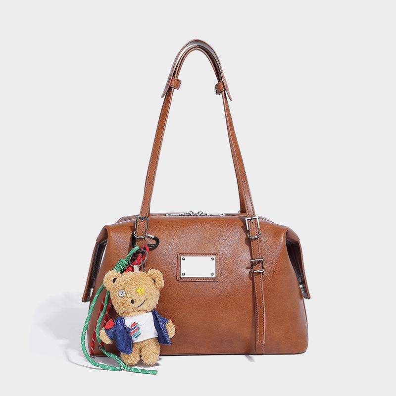 

French Retro Style Large Capacity Boston Pillow Bag 2024 Winter New Single Shoulder Underarm Bag Versatile Handbag коричневый