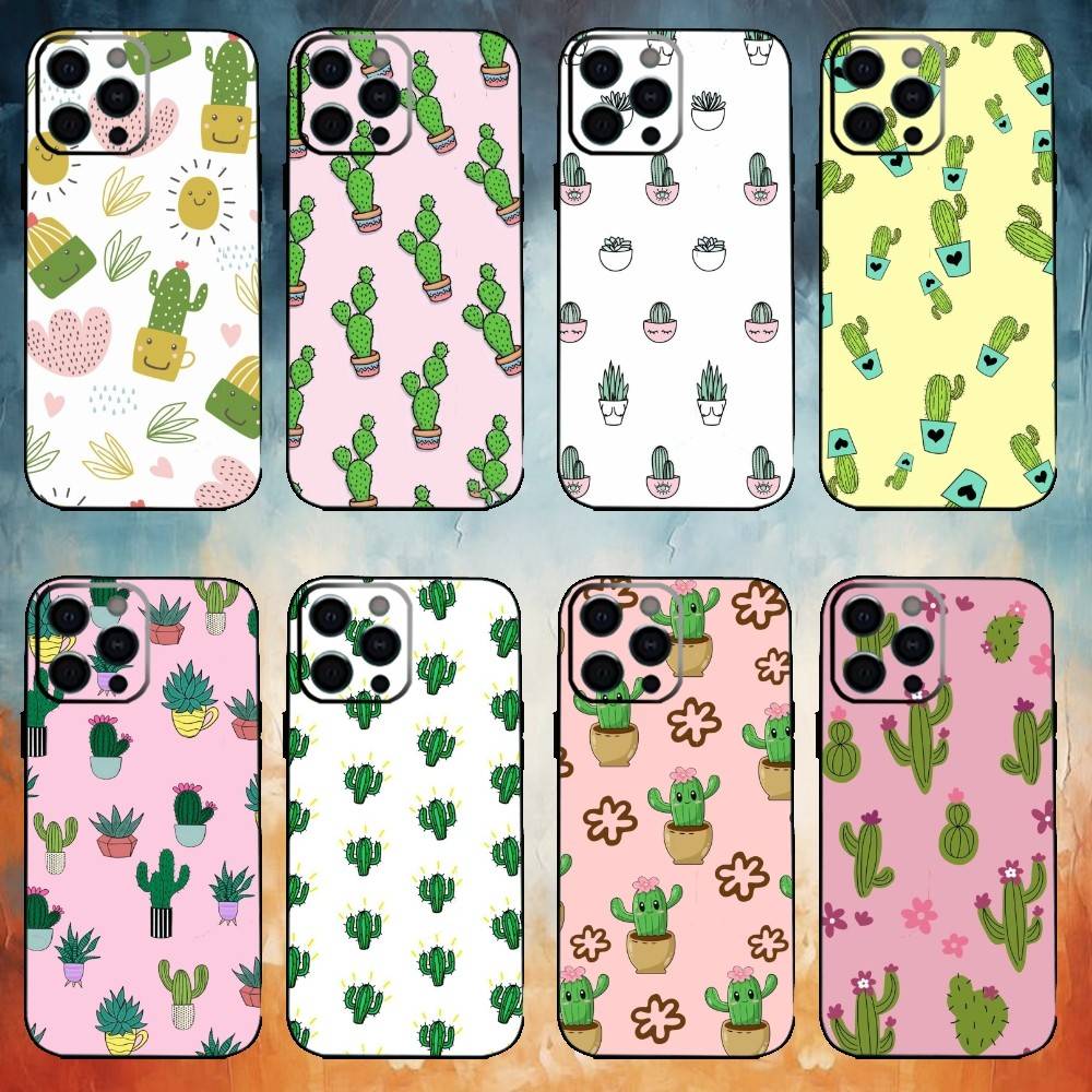 C-Cactus Succulents Phone Case For iPhone 17,16,15,14,13,12,11 Plus,Pro,Max,XS Silicone Soft Cover