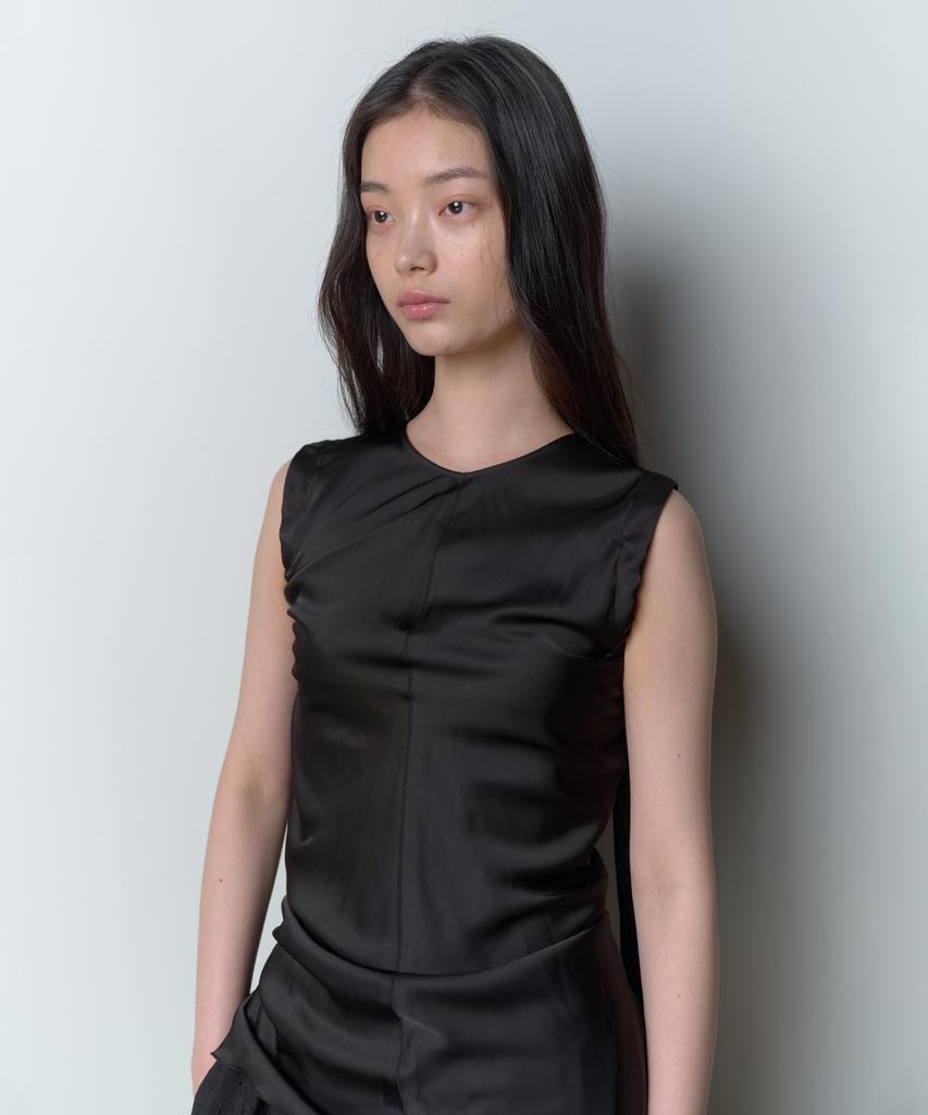 Bopeu Nia Ribbon Sleeveless Top (Black)