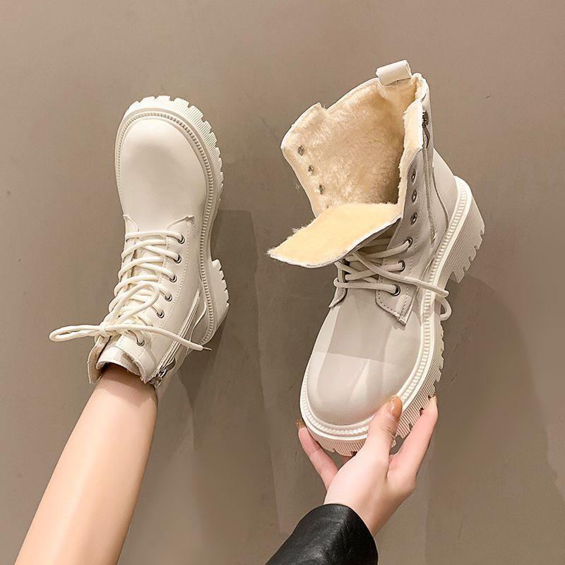 2025 Autumn and Winter New British Martin Boots Women's Retro Thick-soled Velvet Fashion Versatile and Explosive Women's Boots