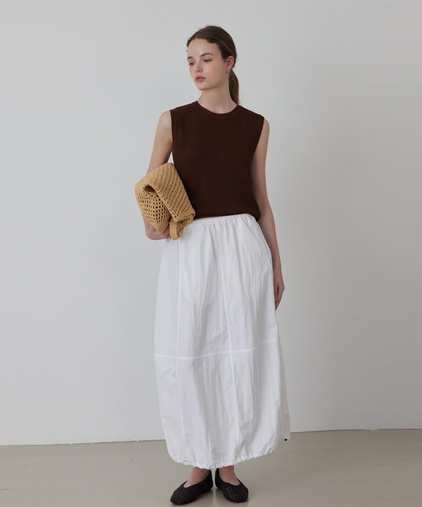 Kwinseulaebis Balloon String Set-Up Cooling Banding Long Skirt_Black_2Colors
