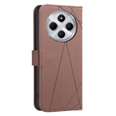 For Xiaomi Redmi 14C 4G/Xiaomi Redmi 14R 5G/Xiaomi Poco C75 4G Case BINFEN COLOR BF35 Geometry Imprinted Phone Cover RFID Blocking Wallet Stand