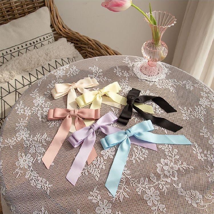 Long Ribbon Bowknot Hairpin Adult Teens Ponytail Elegances Spring Hair Clip