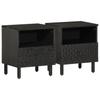 Vidaxl Nightstands, Black, 2 Pcs, 40X33X46 Cm, Solid Mango Wood
