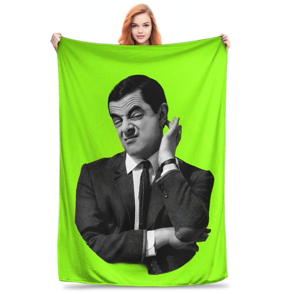 Mr Beans Cartoon Blankets  Plush Funny Warm Throw Blanket for Home Restaurant Spring Autumn,