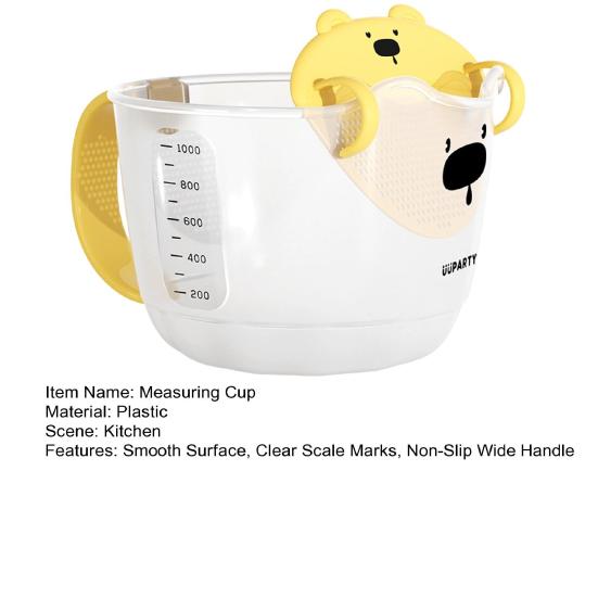 Tasse à mesurer Forme d'ours Fouet à œufs avec filtre PP de qualité alimentaire Tasse égouttoir Panier à riz et fruits Outils de lavage