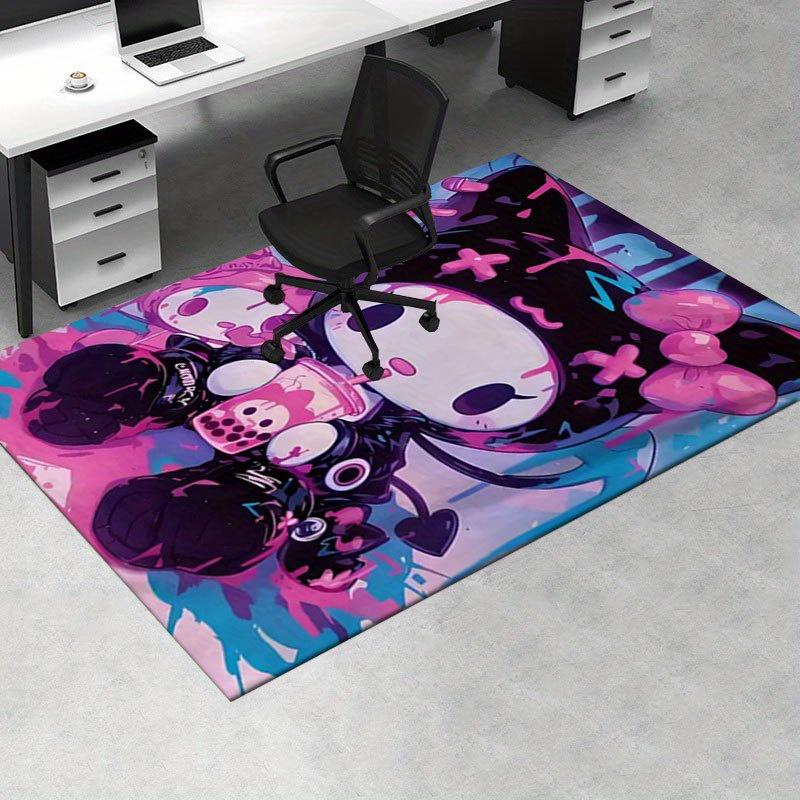 1pc Sanrio Kuromi Mermaid Printed Office Carpet Rectangle Rug Under The Table,Perfect Room Decor for Living Room, Bedroom, Kitchen, Non-slip Floor Mat