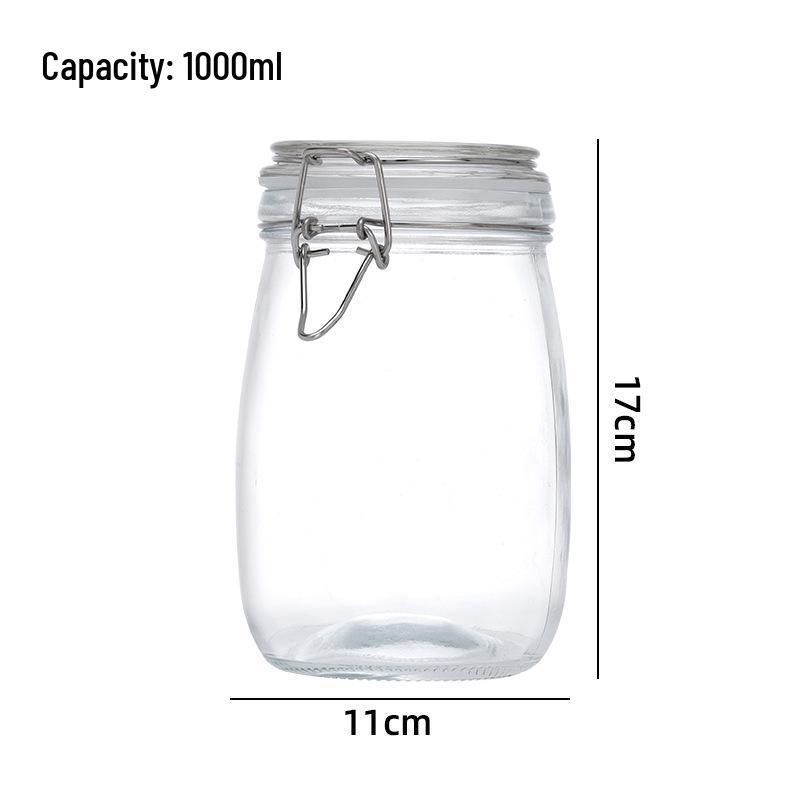 Large Transparent Glass Storage Jar with Lid for Grains, Pickles, Honey, and Tea - Moisture-proof and Airtight