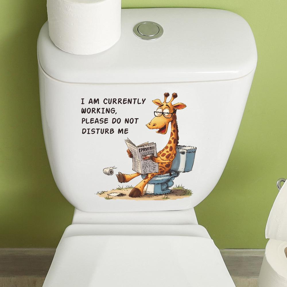 The Giraffe Toilet Sticker Decorative Sticker for Reading Newspapers While Using The Toilet Can Be Removed