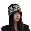 Korean Internet Celebrity Blogger Rhombus Jacquard Knitted Hat Women's Winter Thickened Warm Pullover Hat Cold Ear Protection Wool Hat