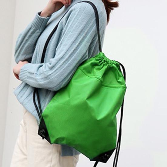 Unisex Sports Backpack Foldable Water-resistant Pure Color Drawstring Backpack for Workout