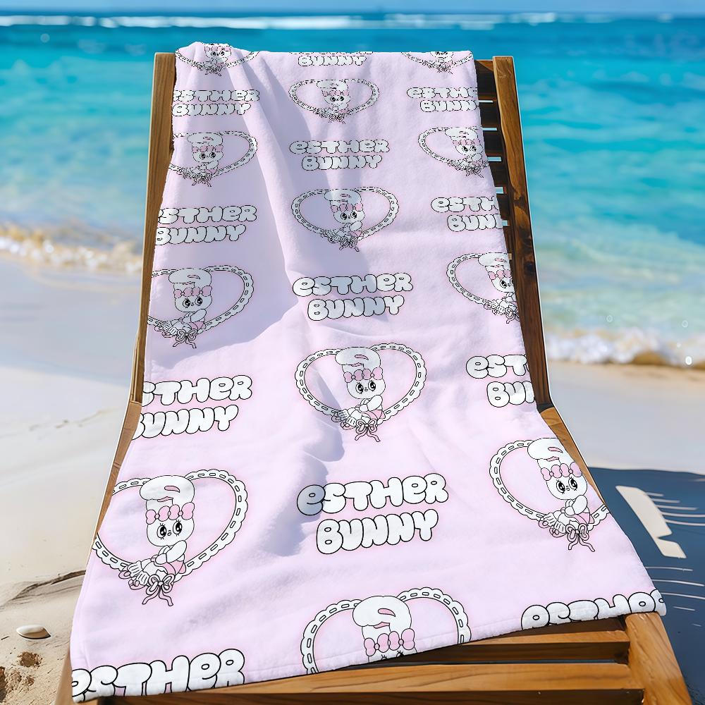 Brand E-Esther Cute B-Bunny Rabbit Beach Towel Travel Lightweight Skin Friendly For Pool Beach Camping Cruise Summer