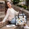 Autumn Acorn Print Canvas Tote Bag Casual Large Capacity Daily Shoulder Handbag for Shopping Work Travel