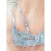 Light Blue Low-cut Milk Lace Embroidery Perspective Open Gear with Steel Ring Adult Erotic Underwear Set Sexy Lace