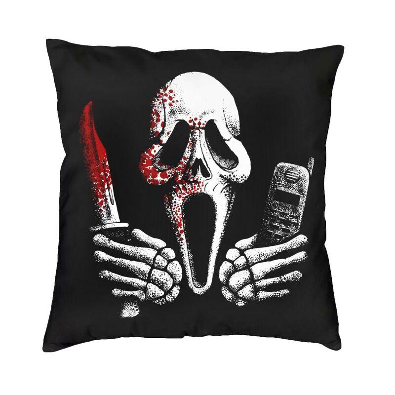 Scream Ghostface Dekokissenbezug, Schlafzimmerdekoration, Halloween-Horrorfilm-Kissen für Sofa, quadratischer Kissenbezug Dakimakura