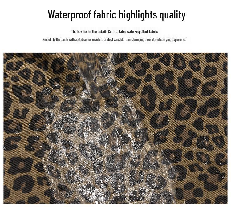 2025 Trendiger Retro Leopardenmuster Canvas Kordelzugrucksack - Große Kapazität