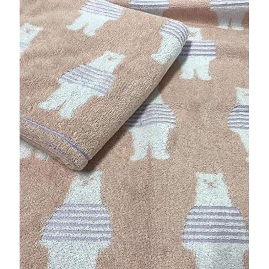 Imabari Towel Face Cotton Set 3 Border Bear Design 34x80cm (Set Colors)