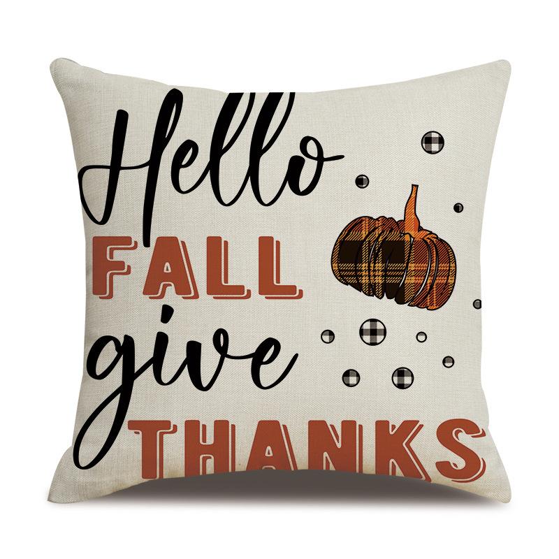 Thanksgiving Linen Pillow Case Autumn Pumpkin Print Supply Pillow Cushion Cover Premium Durable Quality Useful