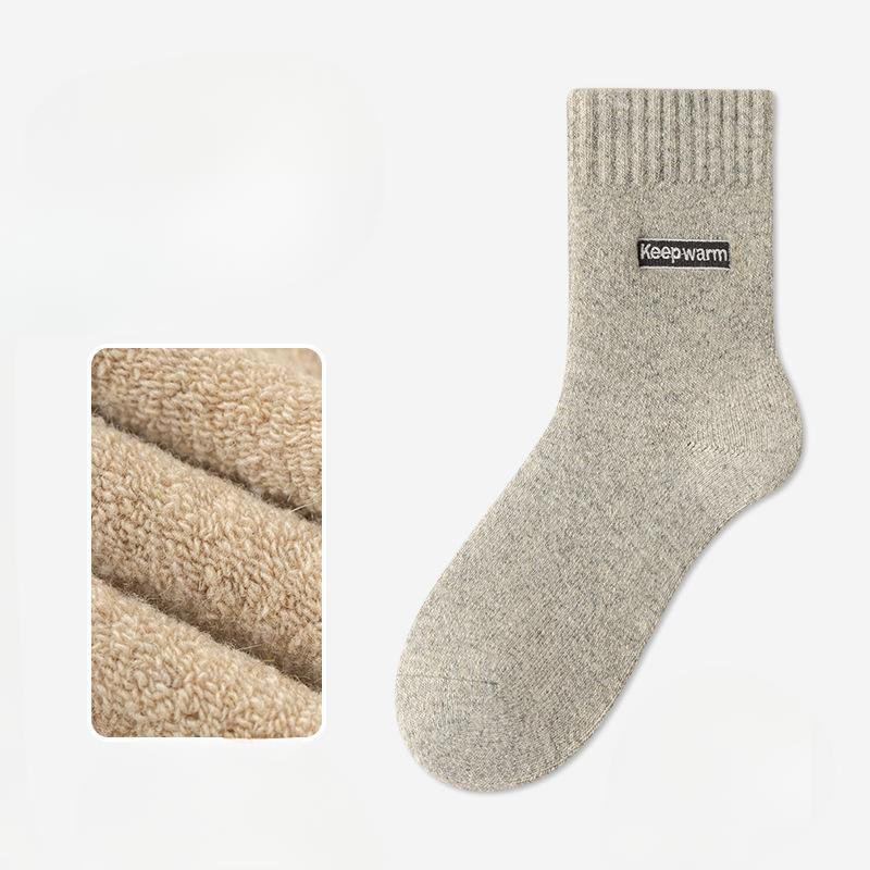 Men's New Autumn and Winter Products Add Velvet and Thick Warm Heating Wool Ring Wool Tube Socks