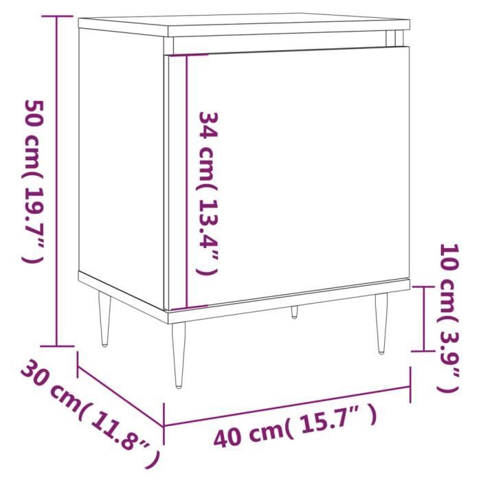 VidaXL Tables de chevet 2 pcs chêne fumé 40x30x50 cm bois d'ingénierie 826823