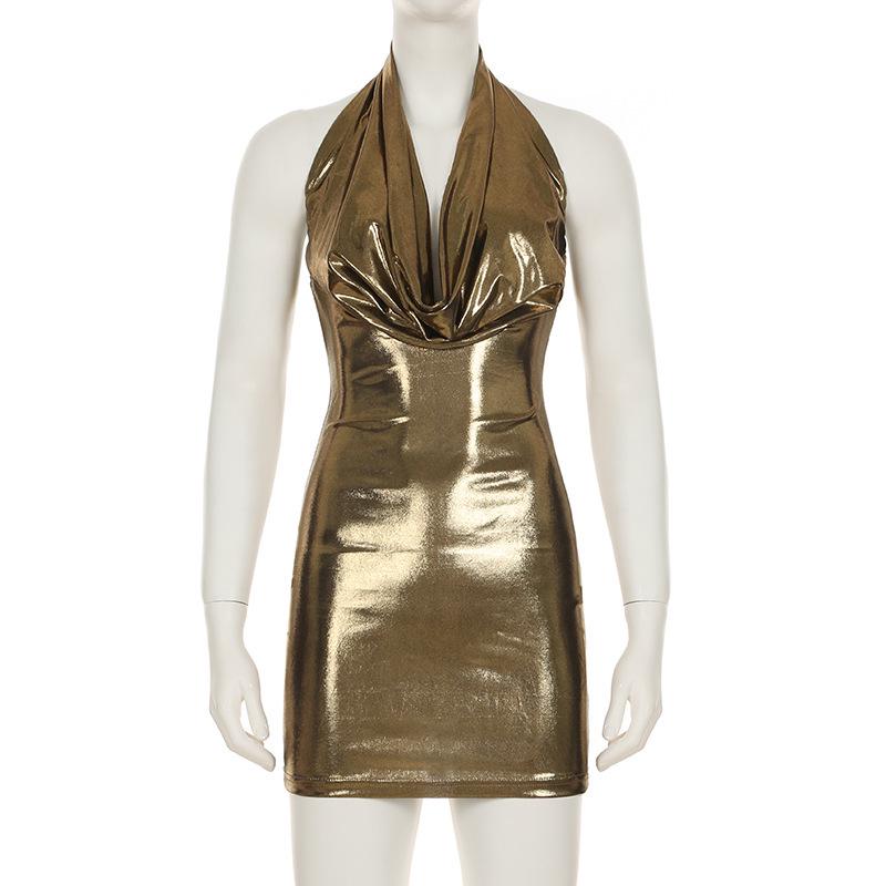 European American Sequin Halter Bodycon Mini Dress