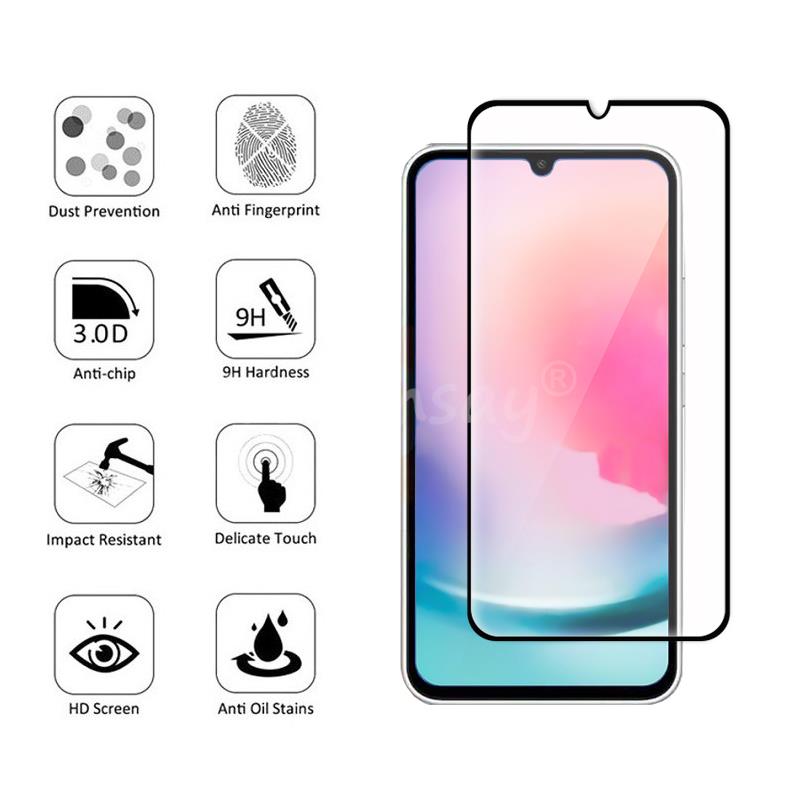 For Samsung Galaxy A24 Glass For Samsung A24 Tempered Glass Full Cover Screen Protector Film Galaxy A24 A54 A34 A14 A04 A04S