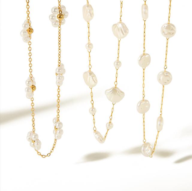 Pearl Necklace for Women, Versatile and High-end, Timeless Baroque Pearl Stainless Steel Necklace