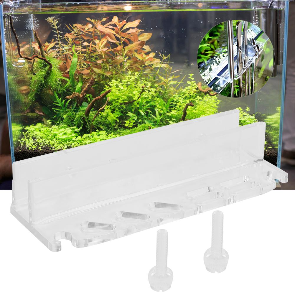 Acrylic Fish Tank Water Plants Tweezer Organizer Storage Bracket Holder for Aquarium Cleaning Tool