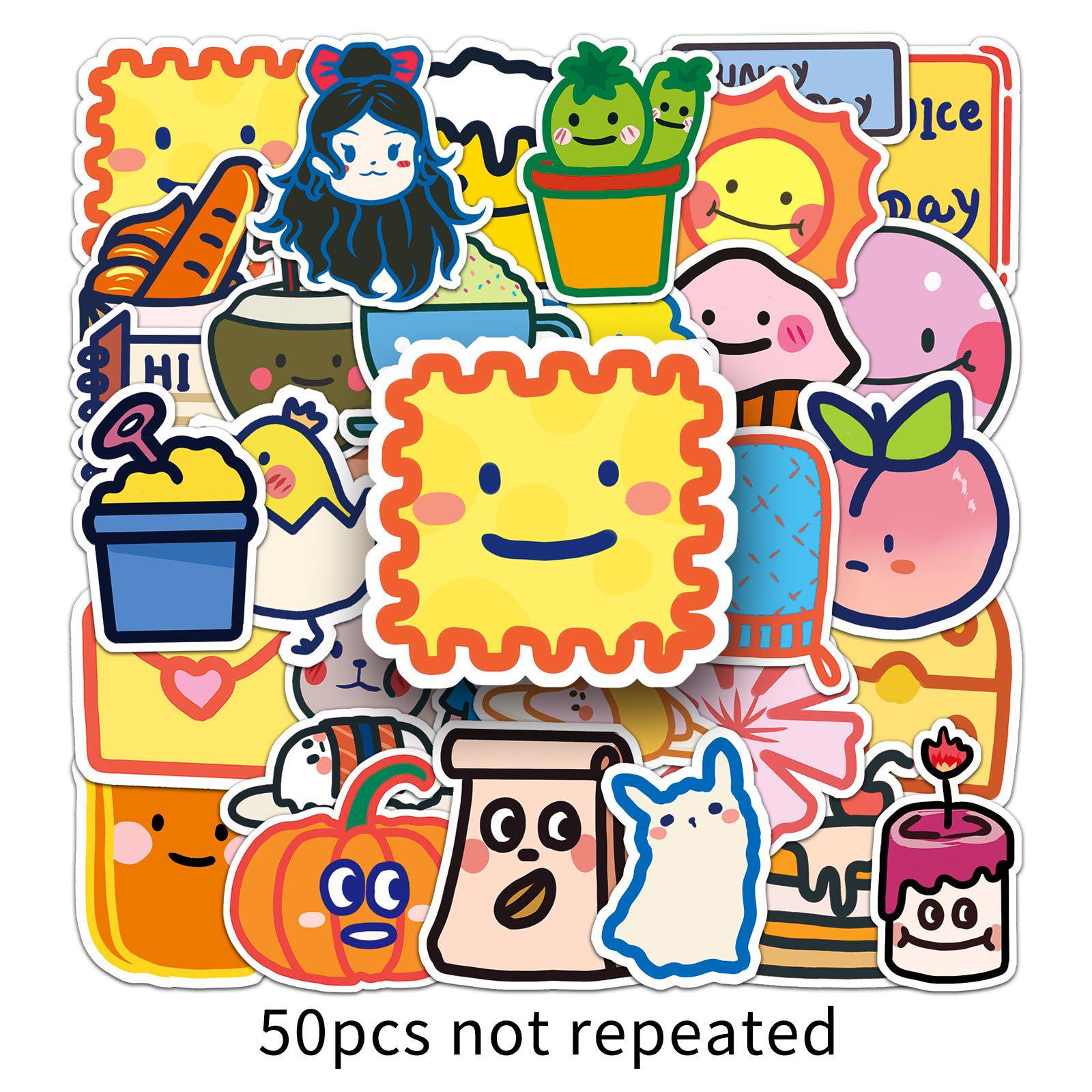 50 Cute Cartoon Graffiti Stickers - Waterproof for Phone, Bottle, Luggage