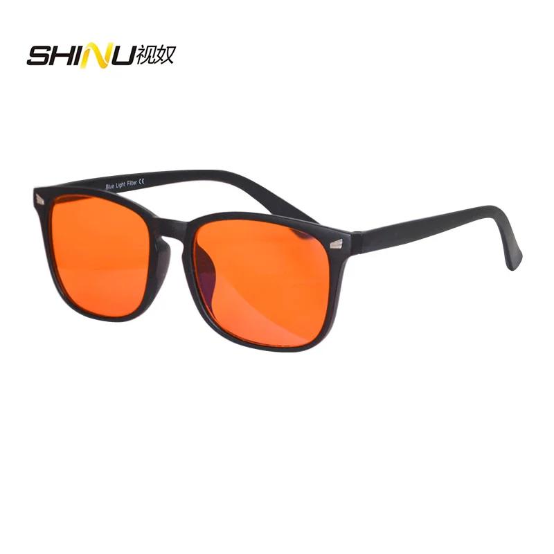 Orangefarbene Anti-Müdigkeits-Brille für Damen und Herren, Computer-Gaming oder lange Arbeitszeit, Rote Linse, 100% Blaulicht-Blocker Brille