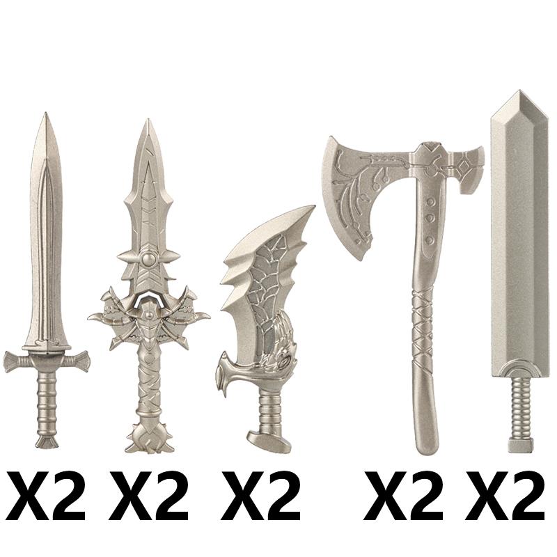 MOC Medieval Castle Knight Figures Waffen Accessories Flame Helmet Shoulder Armor Sword Toy