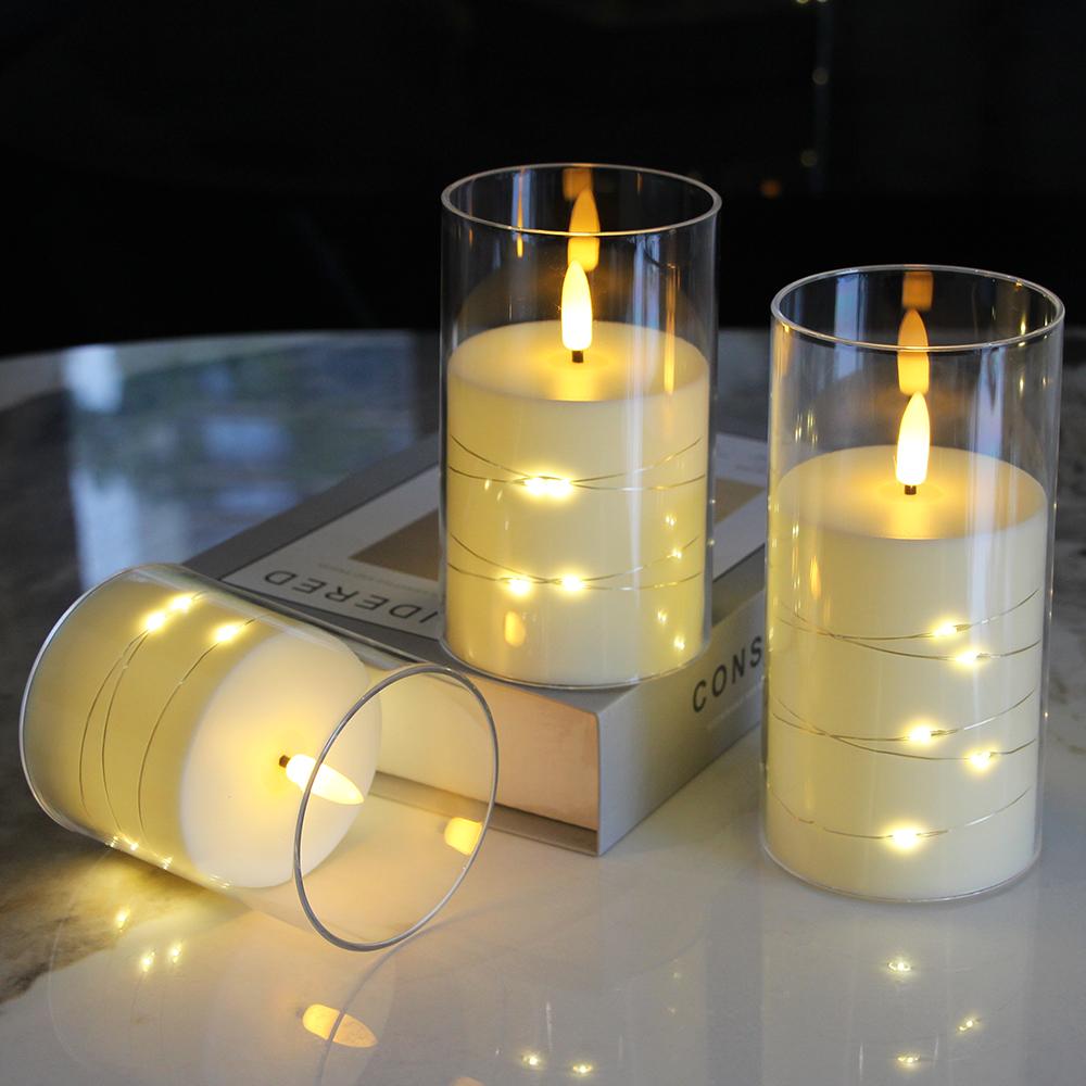 LED Flameless Tea Lights Remote Fake Pillar Electronic Candles Lights For Mother's Day Gift Home Party Terrace Wedding Decor