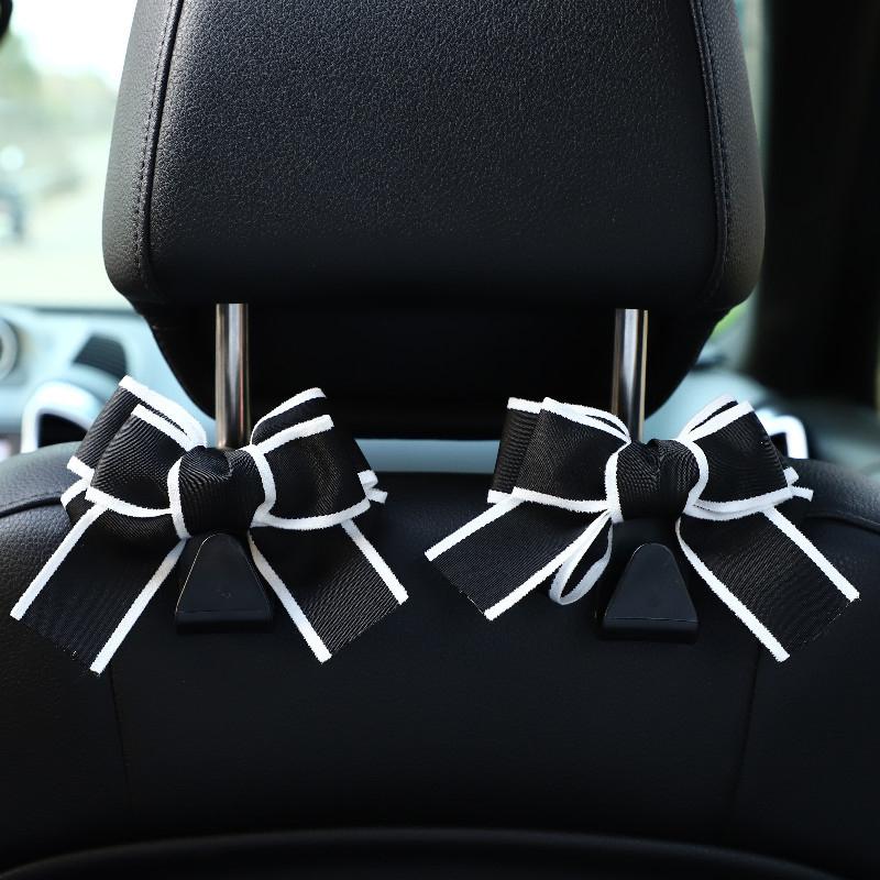 1Pc Car Seat Back Hook Polka Dot Bow Hanging Holder Car Storage Hanger Interior Accessories Female Automobile Practical Hook