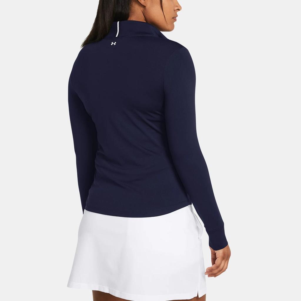 Under Armour Solid Color Breathable Stand Collar Pullover Long Sleeve Sweatshirt Women sweatshirt Navy-Blue 1383614-410