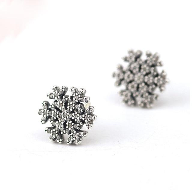 Kolczyki Ślubne Płatki Śniegu Kolczyki Sztyfty z Przezroczystym Kamieniem Modne Kolczyki Damskie Klasyczna Biżuteria ze Srebra Próby 925 Dla Kobiety