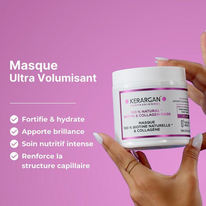 Masque capillaire biotine et collagène - kerargan - 500 ml - cheveux fins - brillance et force - sans sulfate