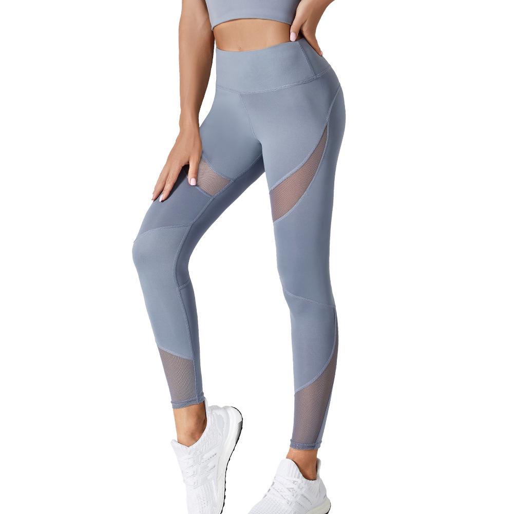 Women's High Waist Mesh Splice Yoga Pants - Hip Lifting Sports Leggings