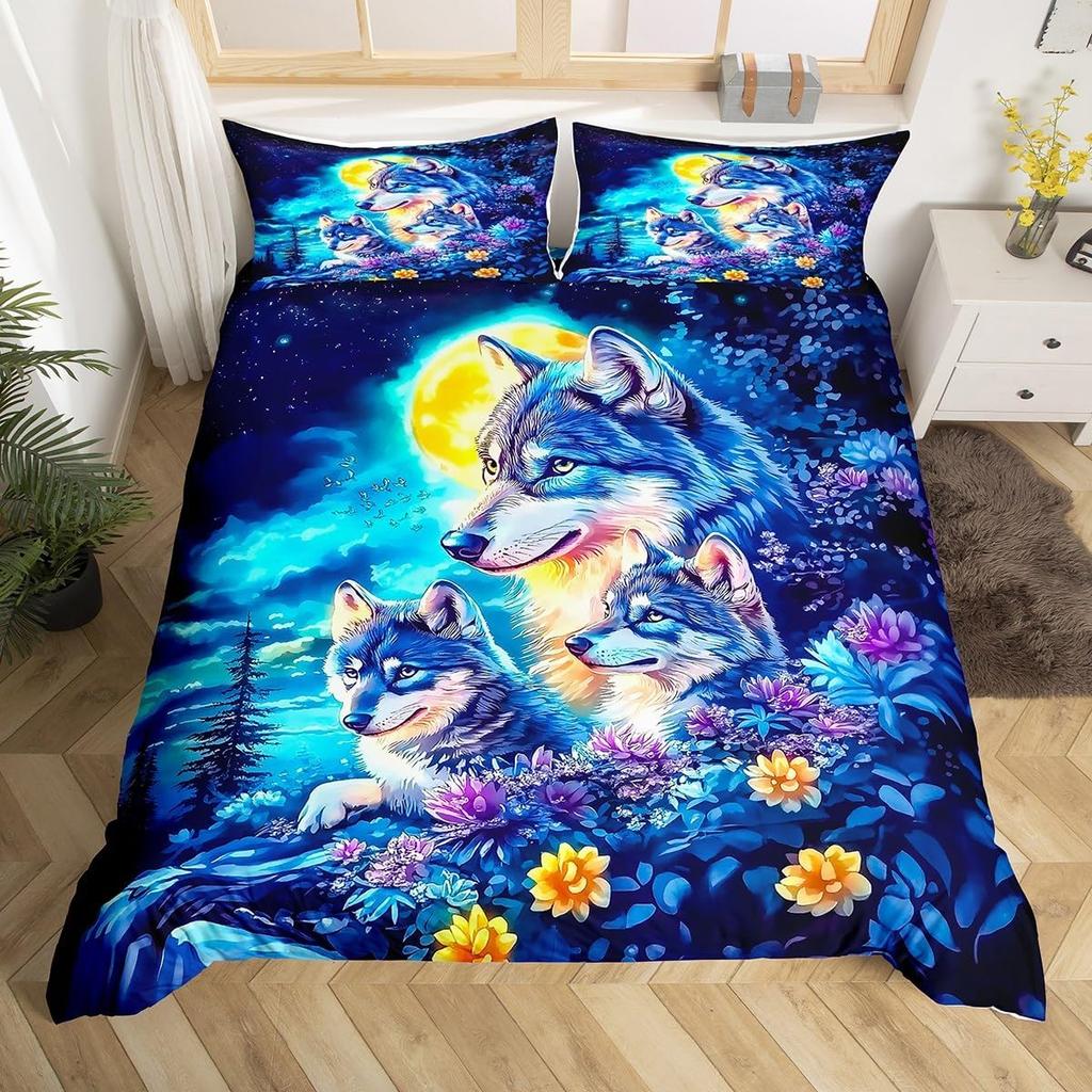 Aurora Duvet Cover Queen Size Polar Bear Arctic Animal Quilt Cover Fantasy Galaxy Sky Bedding Kids Bedroom Decor 3 Piece Set