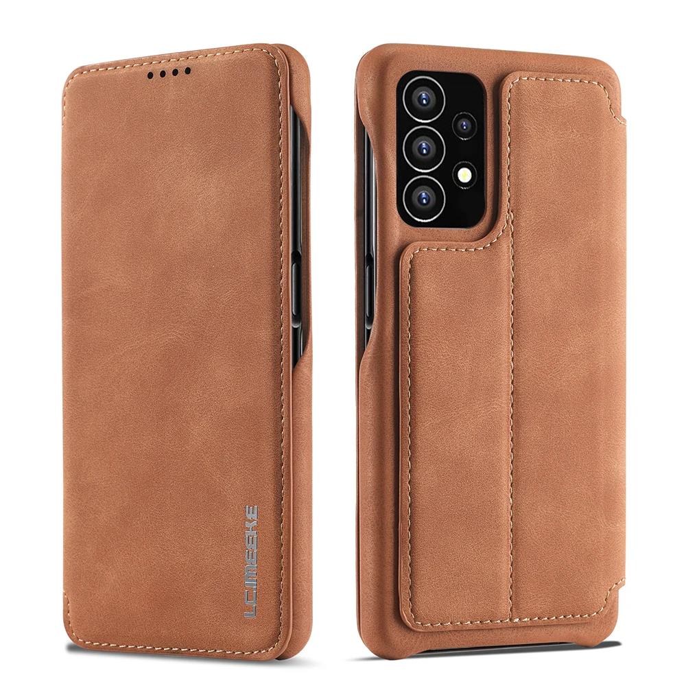 Custodia Flip in Pelle di Lusso per Samsung S25 Ultra S24 Plus S22 S21 FE Note20 A53 A72 A52 A12 A54 5G Portafoglio Magnetico Copertura Business