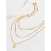 Triple Layer Gold Necklace Beaded Chain Hollow Disc Pendant Minimalist Stackable Necklace for Women