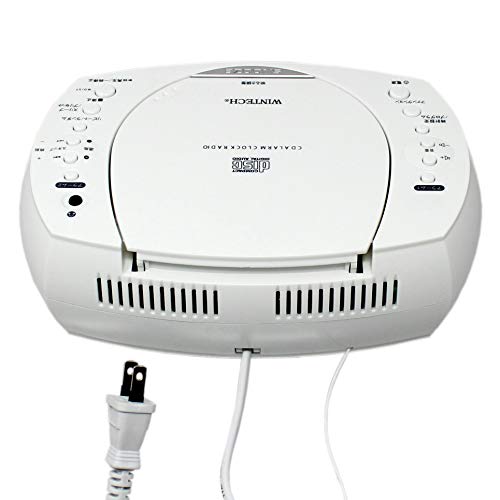 WINTECH CD-Radiowecker (FM-Breitband-kompatibel) Weiß mit Dualer Alarmfunktion CDC-220