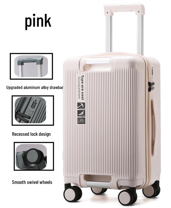 Luggage 24-Inch Large Capacity Leather Zipper Suitcase, Universal Trolley Case for College Students, Men & Women, 20-Inch Cabin Size