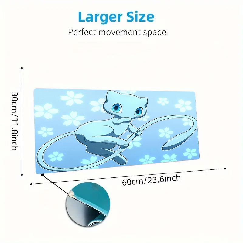 Mew Cartoon Mouse Pad, Large Gaming Desk Mat, Non-slip XXL Mousepad for Laptop & Tablet, Mini PC Playmat with Stitched Edges