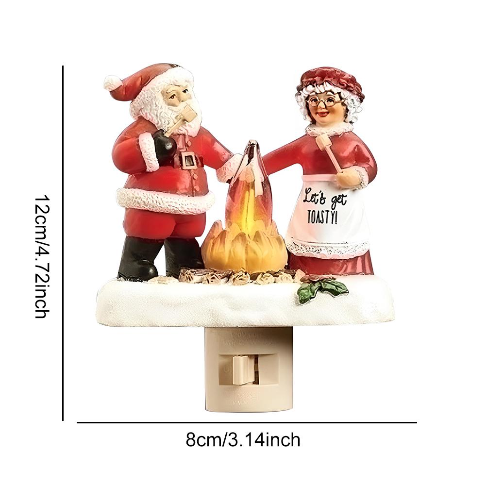 Christmas Campfire Flickering Nightlight Plug Into Wall 3D Decorative Night Light Cartoon Campfire Lamp for Bedroom Bathroom