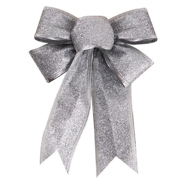 Christmas Bows Hanging Ornament - Linen & Cotton Material Xmas Tree Decorations for Home DIY Holiday Party Front Door Bedroom