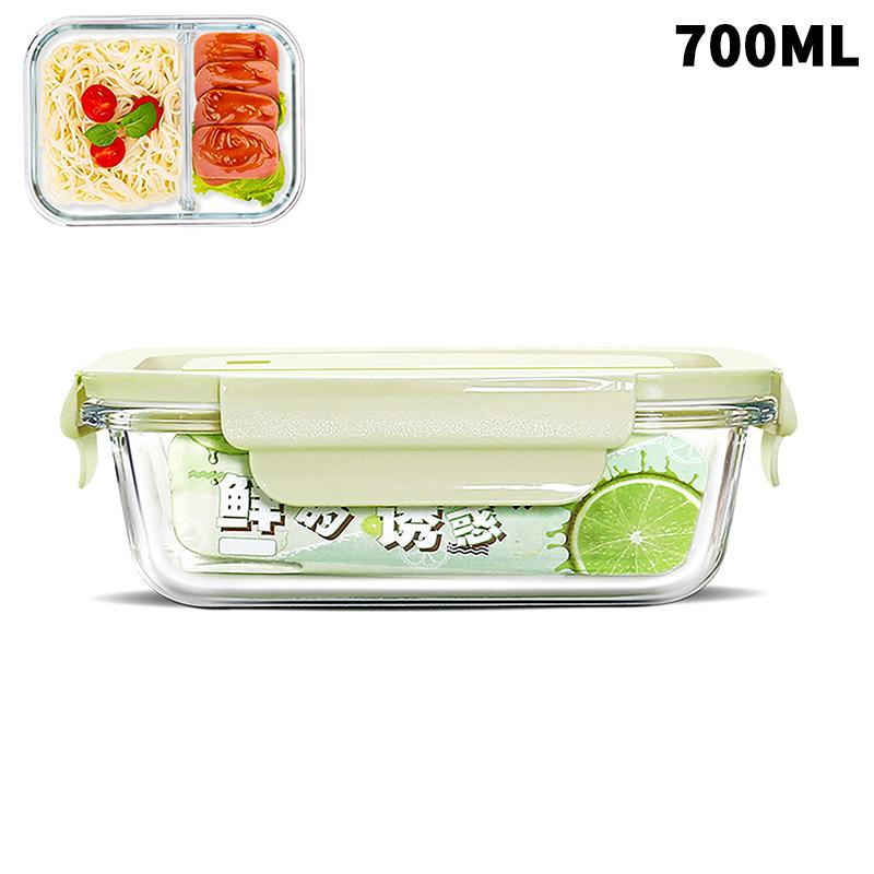 1/2/3 Fack Förtjockad Läckagesäker Mikrovågsugnssäker Matlåda Hög Borosilikatglas Bento-låda Med Lock Lufttäta Matlådor
