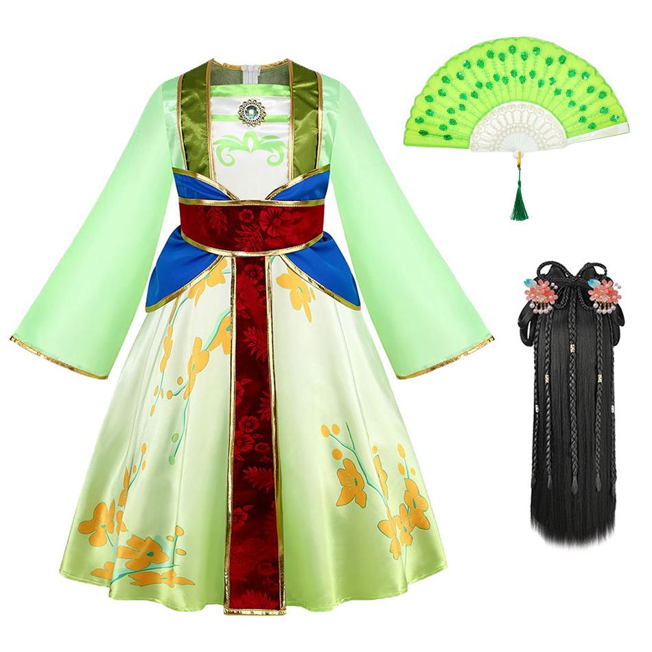 Enfants Mulan Cosplay Robe de Princesse Filles Style Chinois Hanfu Costume Traditionnel Enfants Anniversaire Fête de Carnaval Vêtements de Fée