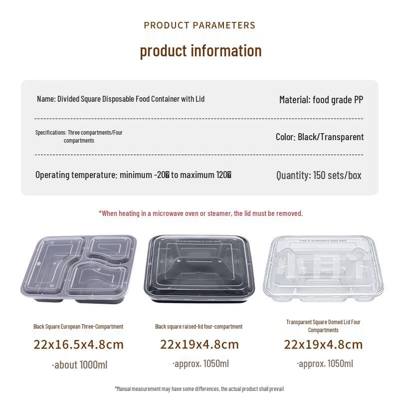Disposable Multi-Compartment Meal Prep Containers