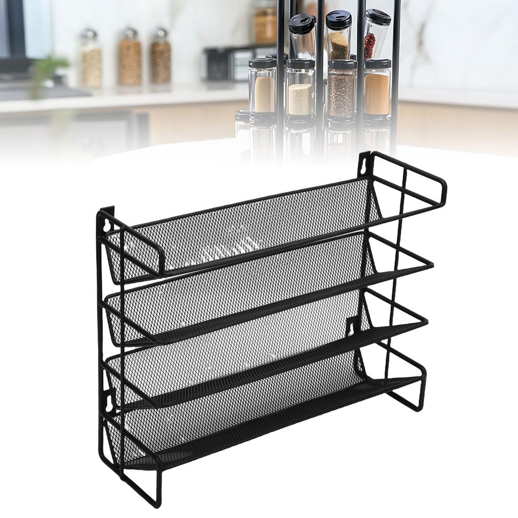 Seasoning Rack   4 Tier Vertical Countertop Seasoning Rack   for Kitchen Cabinet Pantry Cupboard